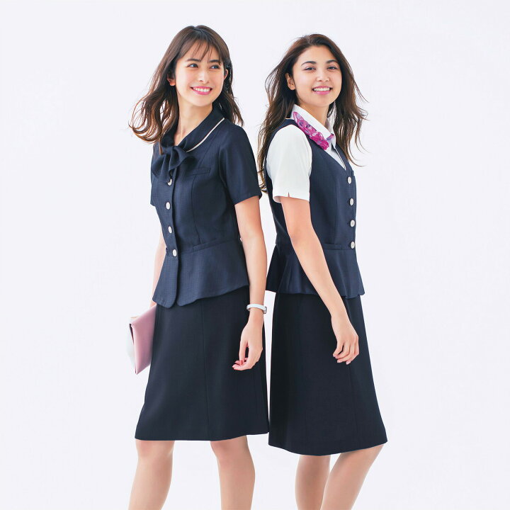 ベスト（レディス用） ESV705-2(ネイビー) 11号 看護師 ナース 病院 病棟 事務 ユニフォーム 制服 カーシーカシマ 事務服 制服 接客 ENJOY エンジョイ オフィス カーシーカシマ ベスト ESV1030 ルミナスウインドペーン【オフィス制服の通販なら事務 服ショップ】 
