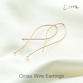 【40%OFFセールで3,960▶︎2,376円】 クロス ワイヤー ピアス レディース シンプル ゴールド ピアス 普段使い アクセサリー ジュエリー プレゼント ギフト プレゼント 結婚式 おしゃれ プチプラ little410