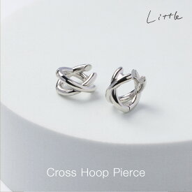 クロス フープピアス ピアス フープ レディース シンプル ピアス 普段使い アクセサリー ジュエリー 誕生日 プレゼント ギフト おしゃれ プチプラ ピアス キャッチレス little_413