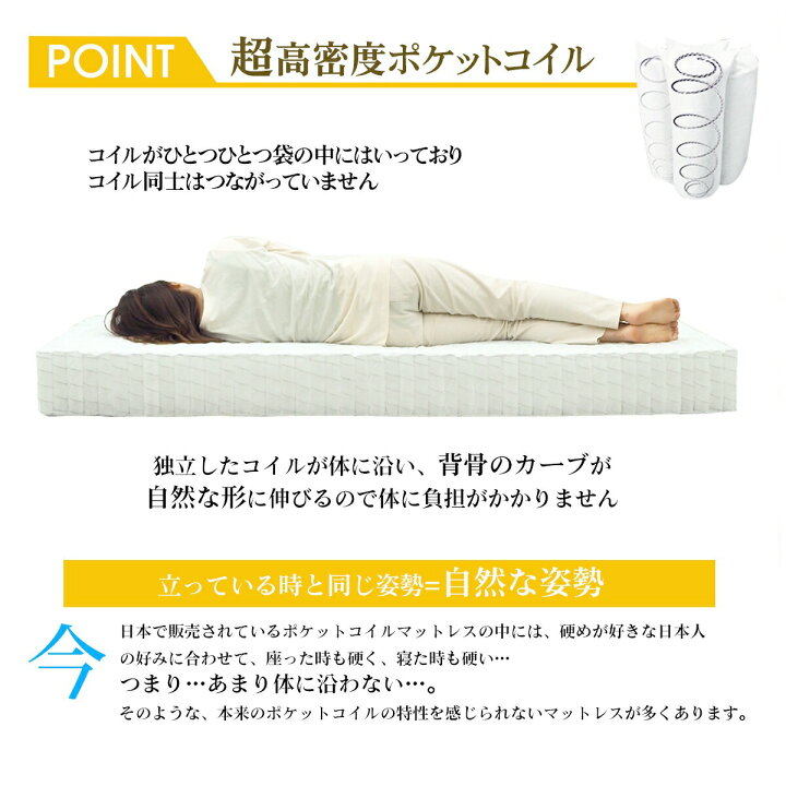 楽天市場】ポケットコイル 超高密度 硬さが選べる マットレス シングル 