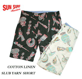 SUN SURFサンサーフCOTTON & LINEN SLUBYARN SHORTS"NATIVE MASKS"Style No.SS51924