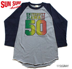 SUN SURF × University of hawaiiCREW NECK 3/4 LENGTH SLEEVE BASEBALL TEE"U.H.50"Style No.SS67871
