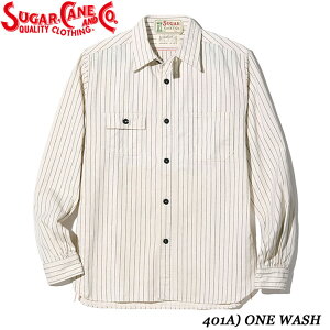 Sugar CaneFICTION ROMANCE8.5oz. WHITE WABASH STRIPEWORK SHIRTNo.SC27076