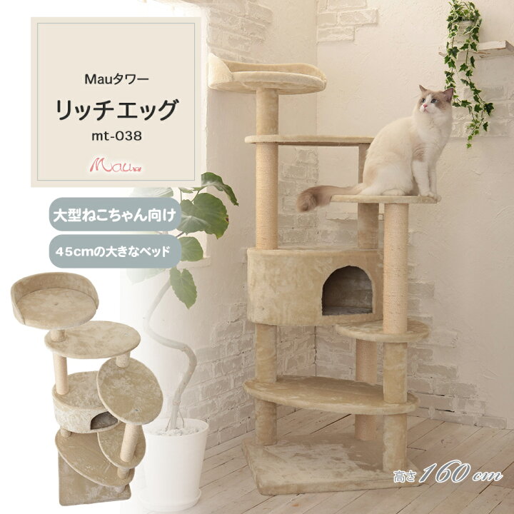 楽天市場】キャットタワー 据え置き 大型猫 シニア猫 ハンモック取付可 