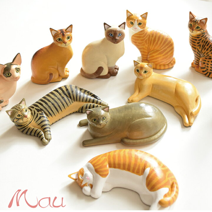 楽天市場】木で猫／木で作ったリアルなねこちゃんの置物／作家作品 