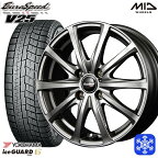 【取付対象】185/60R15 ヤリス ヴィッツ 2021〜2022年製 ヨコハマ アイスガード IG60 MID ユーロスピード V25 メタリックグレー 15インチ 5.5J 4穴 100 スタッドレスタイヤホイール4本セット 送料無料