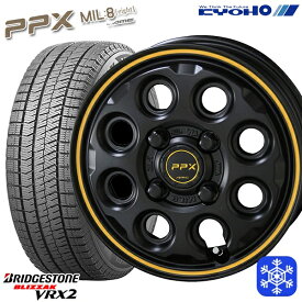 【取付対象】155/65R14 N-BOX タント 2023年製 ブリヂストン ブリザック VRX2 KYOHO PPX MIL8 ミルエイト 14インチ 4.5J 4H100 スタッドレスタイヤホイール4本セット