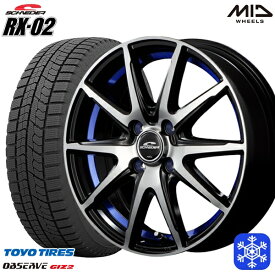 【取付対象】165/55R14 モコ ルークス 2022～2023年製 トーヨー オブザーブ ギズ2 MID シュナイダー RX-02 BLUE 14インチ 4.5J 4H100 スタッドレスタイヤホイール4本セット