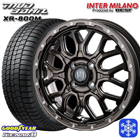 【取付対象】165/55R15 N-BOX タント 2022～2023年製 グッドイヤー アイスナビ8 インターミラノ マッドバーン XR-800M GBR/PP 15インチ 4.5J 4H100 スタッドレスタイヤホイール4本セット