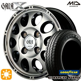 【取付対象】軽トラ 145/80R12 80/78N グッドイヤー カーゴプロ MID ガイアクロス 12インチ 4.0J 4H100 ブラックポリッシュ/ブラッククリア サマータイヤホイールセット