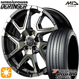 【取付対象】アウトランダー エクストレイル 225/55R18 98V ヨコハマ アドバンデシベル V553 MID ナイトロパワー デリンジャー セミグロスブラックポリッシュ/フランジピアスドリルド 18インチ 7.0J 5H114.3 サマータイヤホイールセット