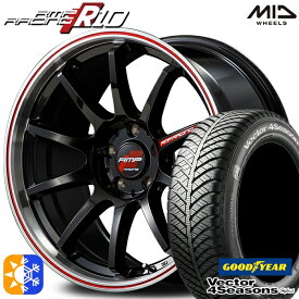 225/45R18 91H グッドイヤー ベクター フォーシーズンズ MID RMPレーシング R10 18インチ 7.5J 5H114.3 クリスタルBK/リムポリッシュ+レッド オールシーズンタイヤホイールセット