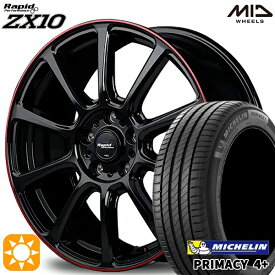 【取付対象】レクサスNX 235/55R18 104V XL ミシュラン プライマシー4プラス MID ラピッド ZX10 ブラック+リムレッドライン 18インチ 7.5J 5H114.3 サマータイヤホイールセット