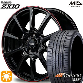 【取付対象】レクサスNX 235/55R18 104V XL ウィンラン R330 MID ラピッド ZX10 ブラック+リムレッドライン 18インチ 7.5J 5H114.3 サマータイヤホイールセット