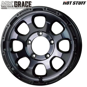 16インチ 5.5J 5H139.7 +20 HotStuff ホットスタッフ マッドクロスグレイス ブラッククリア/リムブラック アルミホイール単品 4本(1台分)送料無料