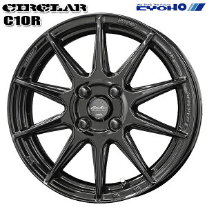 14インチ 4.5J 4H100 +45 KYOHO 共豊 サーキュラー C10R グロスブラック アルミホイール単品 1本 4本以上送料無料