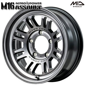16インチ 6.0J 5H139.7 -5 MID ナイトロパワー M16 アサルト スティールクリア アルミホイール単品 1本 4本以上送料無料