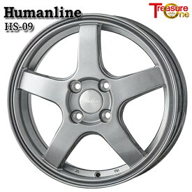 14インチ 4.5J 4H100 +45 トレジャーワン ヒューマンライン HS09 ダークグレー アルミホイール単品 4本（1台分）送料無料