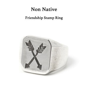 Non Native �m���l�C�e�B�u Friendship Stamp Ring �t�����h�V�b�v �X�^���v �����O 20�� �V���o�[ �X�^�[�����O�V���o�[ 925 Crossed Arrows �N���X�A���[ �w�� �V�O�l�b�g �X�N�G�A�����O �n���h���C�h