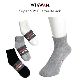 WIGWAM S1168 SUPER 60 Quarter 3-Pack 3足セット ウィグワム ソックス くるぶし丈 靴下 メンズ レディース ホワイト ブラック グレー オールシーズン 春 夏 ビジネス スニーカー ブーツ M L