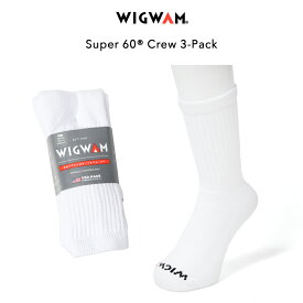 【スーパーSALE限定 10%OFF】WIGWAM S1077 ソックス 靴下3足セット ビジネス SUPER 60 CREW 3-Pack ウィグワムソックス ハイソックス メンズ レディース 白 ホワイト ブーツ スニーカー アメリカ製