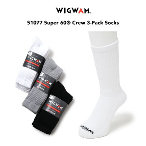 WIGWAM �E�B�O���� S1077 Super 60 Crew 3-Pack Socks Midweight �\�b�N�X �C��3���Z�b�g �r�W�l�X �\�b�N�X �n�C�\�b�N�X �����Y ���f�B�[�X �� �z���C�g �� �u���b�N �O���[ �u�[�c �X�j�[�J�[ �A�����J��