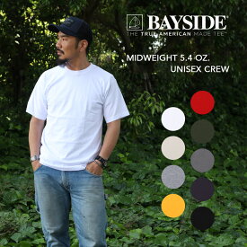 BAYSIDE #5040 半袖 Tシャツ 5.4oz アメリカ製 ミッドウエイトベーシック ベイサイド 半袖Tシャツ インナー Mid Weight Basic Tee T-Shirt 綿100％ コットン100% USA製 ホワイト ブラック 白 黒