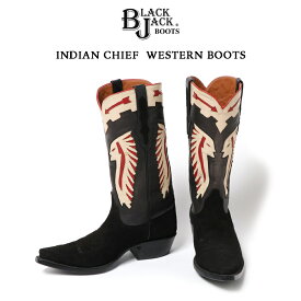 【スーパーSALE限定 10%OFF】BLACK JACK BOOTS ブラックジャック ブーツ Indian Chief Western Boots 馬革 本革 ウエスタンブーツ レザーブーツ アメリカ製 酋長 インディアン 25cm 26cm