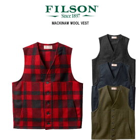 FILSON マッキーノウールベスト ベスト ウールベスト フィルソン Mackinaw Wool Vest ワークベスト メンズ ウール ALASKA FIT 秋 冬 秋冬 チェック柄 無地 レッド グリーン ネイビー グレー チャコール ジレ 作業着 作業服 アメリカ製 大きいサイズ