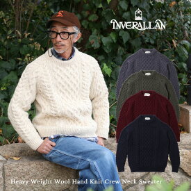 INVERALLAN インバーアラン 1A ハンドニット クルーネックセーター ウール Heavy Weight Wool Hand Knit Crew Neck Sweater ヘビーウェイト メンズ レディース 手編み 羊毛 トップス ニット セーター 大きいサイズ 長袖