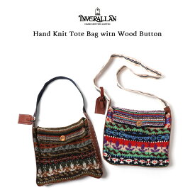 INVERALLAN インバーアラン ハンドニットトートバッグ Hand Knit Tote Bag witn Wood Button バッグ ハンドニット スコットランド製 ウール100% メンズ レディース ニット アランニット
