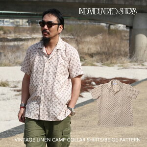 INDIVIDUALIZED SHIRTS �C���f�B�r�W���A���C�Y�h�V���c Vintage Linen Camp Collar Shirts Beige Pattern ���B���e�[�W ���l�� �L�����v�J���[ �V���c �����V���c �x�[�W�� ����