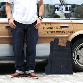 裾上げ無料 PRISON BLUES 123 ダブルニーワークジーンズ 7ポケット プリズンブルース アメリカ製 プリズンブルー RIGID BLUE ジーンズ ジーパン デニム メンズ 綿100％ 作業着 デニム 7 Pocket Denim Double Knee Rigid Work Jeans デニムパンツ 囚人 大きいサイズ