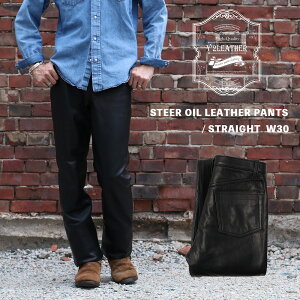 Y'2 LEATHER ���C�c�[���U�[ STEER OIL LEATHER PANTS STRAIGHT W30�uSP-06�v �X�e�A�I�C�� ���U�[�p���c �X�g���[�g �v�p�� �{�v �v �����Y ���{�� �� BLACK