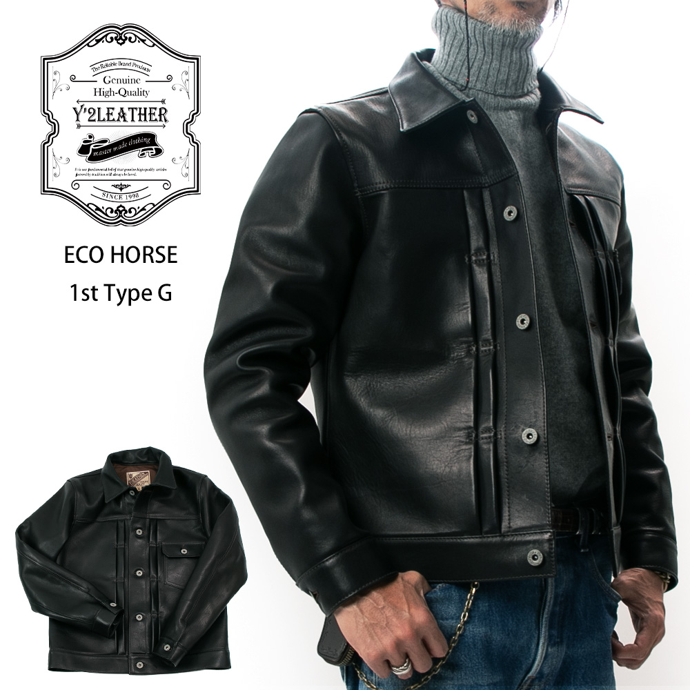 Y'2 LEATHER ワイツーレザー ECO HORSE 1st Type Gジャン レザージャケット 革ジャン EB-140 メンズ ジャケット  ホースハイド 馬革 本革 ライダースジャケット | MAVAZI（インポートクロージング）