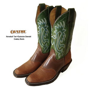 OLATHE BOOT�I���C�T �J�E�{�[�C�u�[�c �E�G�X�^���u�[�c �hHorsebutt Tan×Explosion Emerald�h ��������