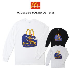 McDonald's Malibu Long Sleeve Tee マリブ Tシャツ シャツ マクドナルド 長袖 プリントTシャツ マリブ店限定 ドナルド ホワイト ブラック グレー 大きいサイズ