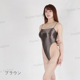 超ハイレグ水着 競泳 クロッチホック付き レオタード キャミソール水着 オールインワン タイト レディース 光沢 弾力 グラドル コスチューム コスプレ衣装 パープル