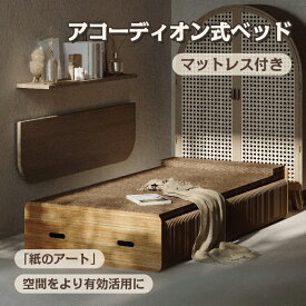 【特典あり＆限定最大1500円クーポン配布中！】 折りたたみベッド アコーディオン式ベッド 一台三役 動画あり 折りたたみ ベッド 折り畳み ベッド 耐荷重500kg シングル ベッドフレーム シングルベッド マットレス付き リクライニングベッド 簡易ベッド 広げる ソファ 椅子