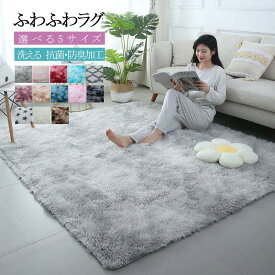ラグ 長毛 ふわふわラグ シャギーラグ 洗える おしゃれ 毛足の長い 防ダニ 抗菌 防臭 冬 床暖房対応 オールシーズン 滑り止め マット ラグマット カーペット ラグカーペット センターラグ 長方形 絨毯 ウォッシャブルラグ