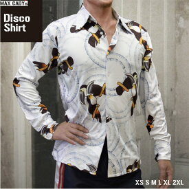 ディスコ・シャツ デカ襟 タウカン柄 メンズファッション オールシーズン 70年代 アメリカ 長袖 ロングスリーブ