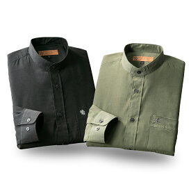 お父さん メンズ スエード調 スタンド襟 シャツ 2色組 GV-047 春 秋 冬 SALOON EXPRESS サルーンエクスプレス