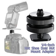 ホットシュー デュアルナット マウント アダプター 1/4 インチネジ 三脚 スクリュー GoPro DSLR ホルダー…