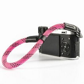 クライミングロープ カメラ用 ハンドストラップ 模様 全4色 ピンク ブラック ブルー レッド ポイント消化