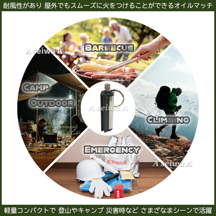 楽天市場】オイルマッチ メタルマッチ AQマッチ ファイヤースターター パーマネントマッチ 永久マッチ 火打石 キーホルダー 円柱タイプ 送料無料  ポイント消化 : maximum-japanshop キャンプ アウトドア で使える！サバイバル ファイヤースターター オイルマッチ Vol.1