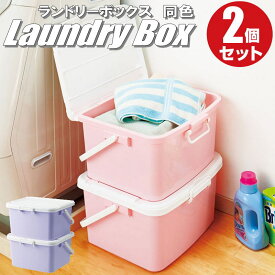 ランドリーボックス フタ付き 収納ボックス 取っ手付き おしゃれ Lサイズ 同色2個セット プラスチック カラフル カラーボックス おもちゃ箱 小物入れ 完成品 おすすめ 整理整頓 収納グッズ 日本製【送料無料】