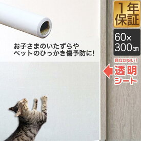 【楽天1位】壁保護シート 60cm×300cm 透明 クリア 貼ってはがせる 弱粘着 フリーカット 保護フィルム ペット 犬 猫 爪とぎ防止 落書き 汚れ防止 傷防止 キズ防止 壁紙 保護 台所 洗面所 トイレ リビング 新生活 ペット壁保護シート 1年保証 ★[送料無料]