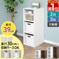 【楽天1位】カラーボックス 選べる 2段/3段 奥深 高さ調整 可動棚 スリム幅 29.5cm×奥行39cm 高さ57cm/8…
