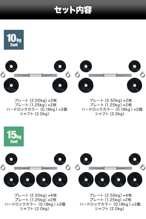 楽天市場】【楽天1位】ダンベル 選べる10kg/15kg/20kg/30kg 2個セット 