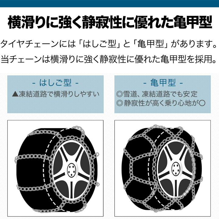 楽天市場】【楽天1位】タイヤチェーン 金属製 鎖 亀甲型 12mm ジャッキ 
